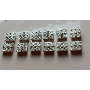12 Double Hole White Silver Metal Sliders Beads AB Swarovski Crystals 14mm 1"